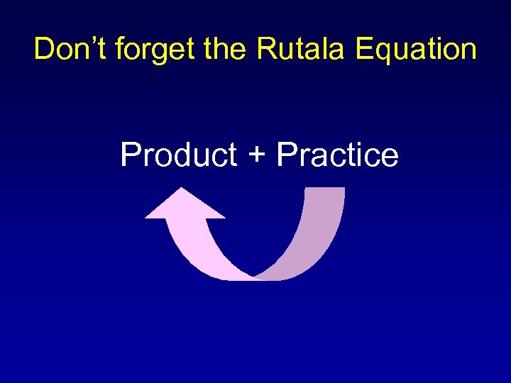 Don’t forget the Rutala Equation Product + Practice 