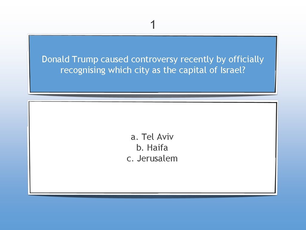 1 Donald Trump caused controversy recently by officially recognising which city as the capital