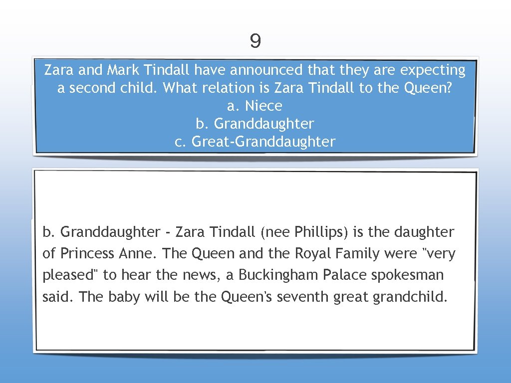 9 Zara and Mark Tindall have announced that they are expecting a second child.