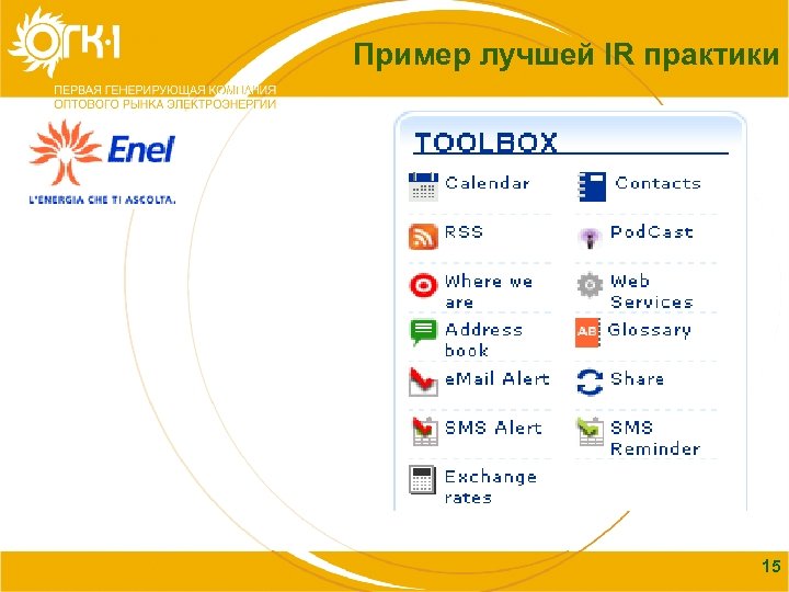 Пример лучшей Содержание IR практики 15 15 