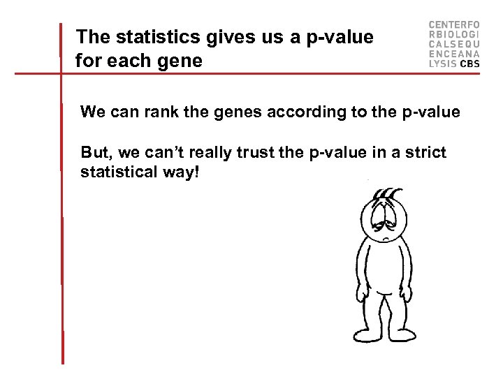 The statistics gives us a p-value for each gene We can rank the genes