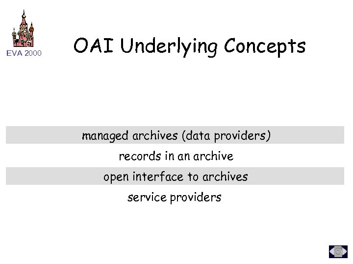 EVA 2000 OAI Underlying Concepts managed archives (data providers) records in an archive open