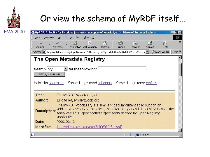 Or view the schema of My. RDF itself. . . EVA 2000 
