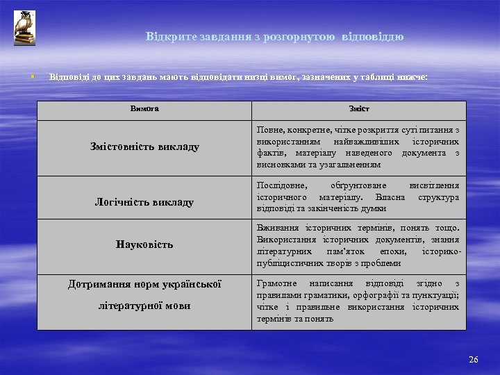  Відкрите завдання з розгорнутою відповіддю § Відповіді до цих завдань мають відповідати низці