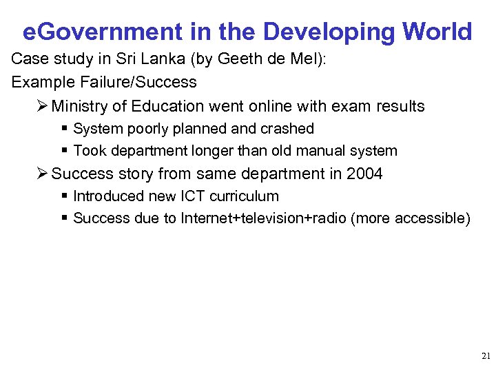 e. Government in the Developing World Case study in Sri Lanka (by Geeth de