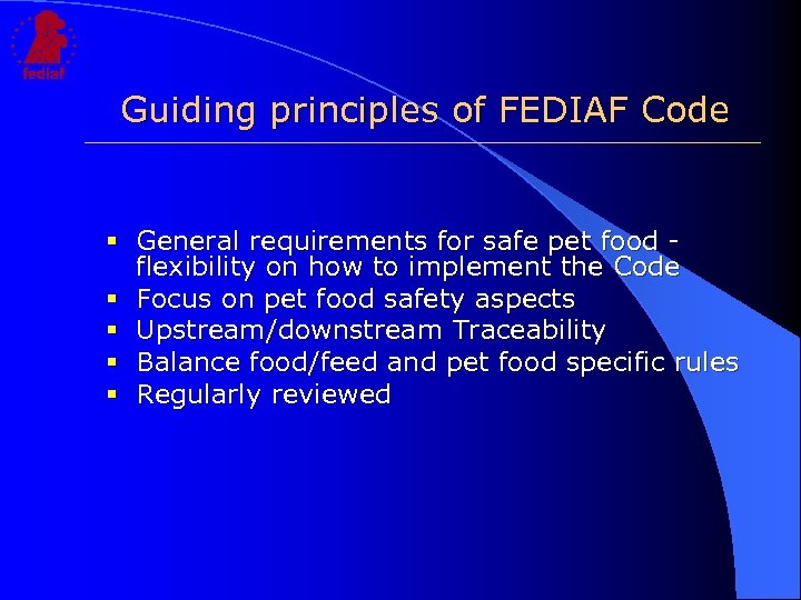 FEDIAF Code Of Practice For The Manufacture Of