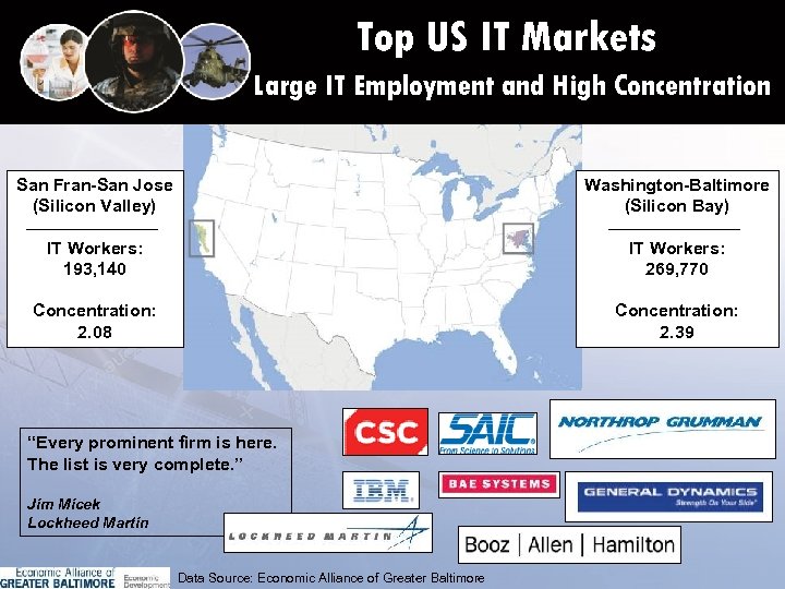 Top US IT Markets Large IT Employment and High Concentration San Fran-San Jose (Silicon