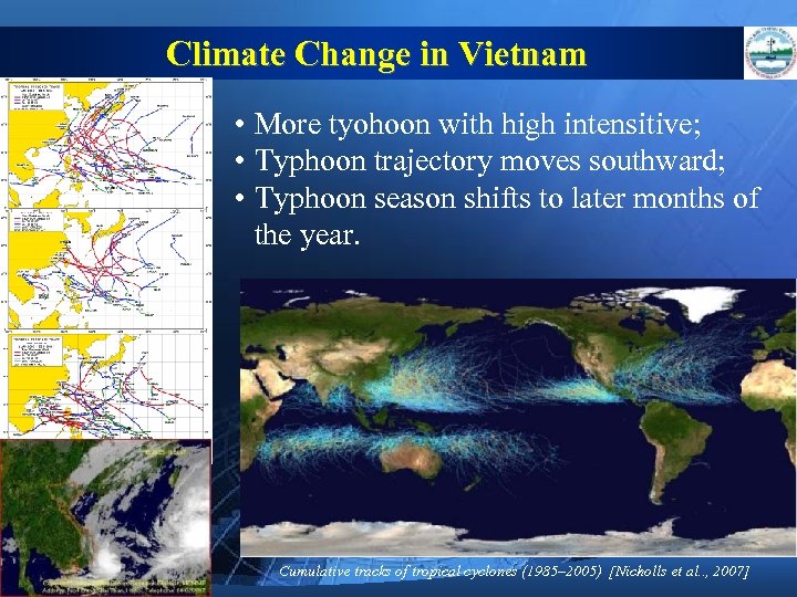 Climate Change in Vietnam • More tyohoon with high intensitive; • Typhoon trajectory moves