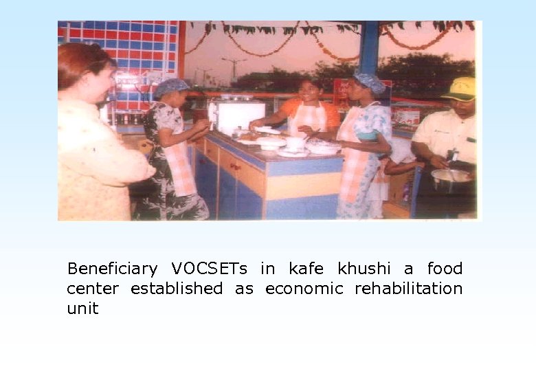 Beneficiary VOCSETs in kafe khushi a food center established as economic rehabilitation unit 
