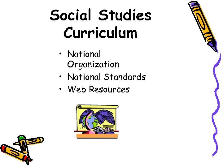 Social Studies Curriculum • National Organization • National Standards • Web Resources 