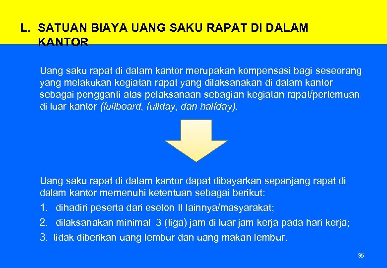 L. SATUAN BIAYA UANG SAKU RAPAT DI DALAM KANTOR Uang saku rapat di dalam