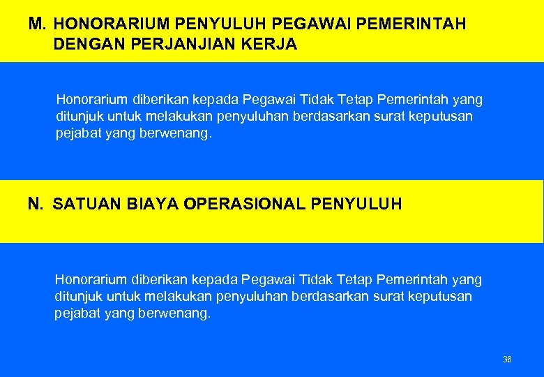 M. HONORARIUM PENYULUH PEGAWAI PEMERINTAH DENGAN PERJANJIAN KERJA Honorarium diberikan kepada Pegawai Tidak Tetap