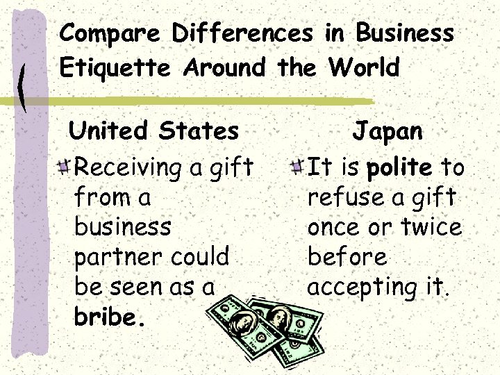 Compare Differences in Business Etiquette Around the World United States Receiving a gift from