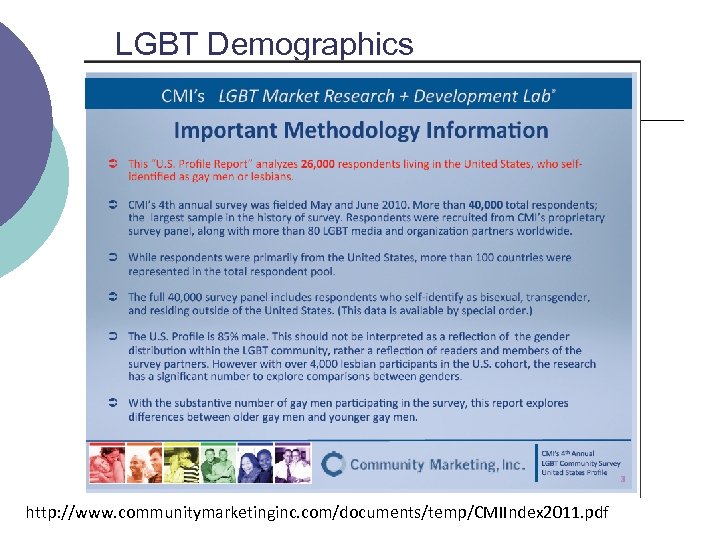 LGBT Demographics http: //www. communitymarketinginc. com/documents/temp/CMIIndex 2011. pdf 