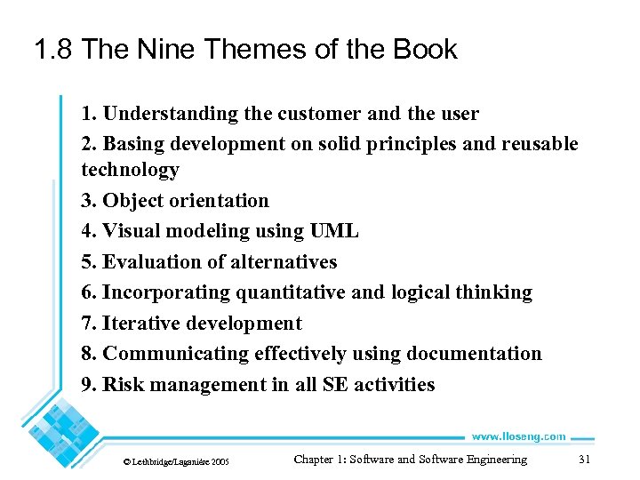 1. 8 The Nine Themes of the Book 1. Understanding the customer and the