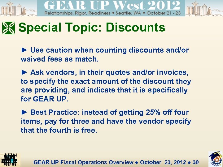 Ì Special Topic: Discounts ► Use caution when counting discounts and/or waived fees as