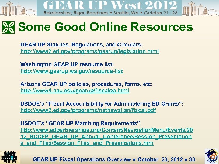 Ì Some Good Online Resources GEAR UP Statutes, Regulations, and Circulars: http: //www 2.