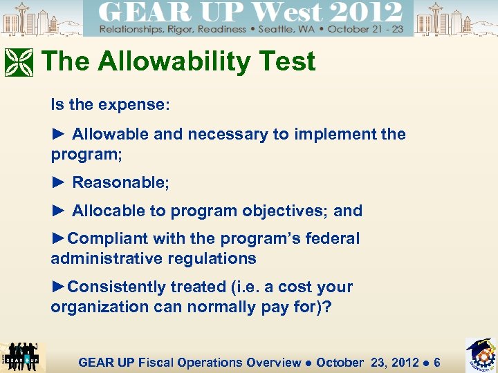 Ì The Allowability Test Is the expense: ► Allowable and necessary to implement the