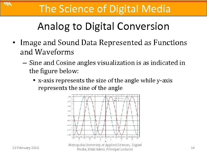 The Science of Digital Media Analog to Digital Conversion • Image and Sound Data