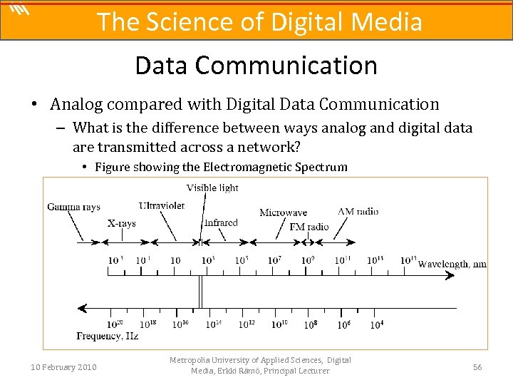 The Science of Digital Media Data Communication • Analog compared with Digital Data Communication