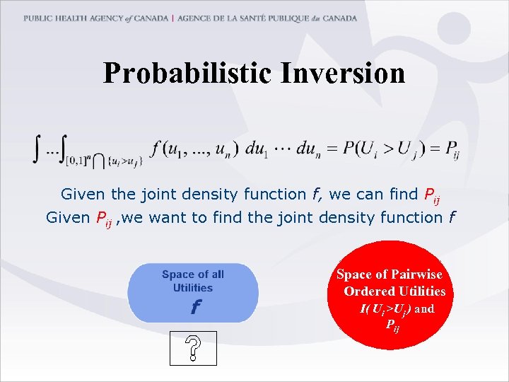 Probabilistic Inversion Given the joint density function f, we can find Pij Given Pij