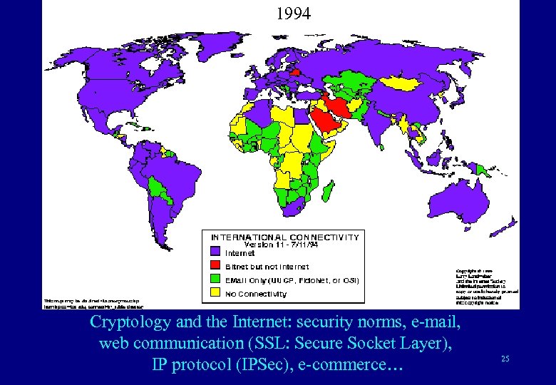 1994 Cryptology and the Internet: security norms, e-mail, web communication (SSL: Secure Socket Layer),