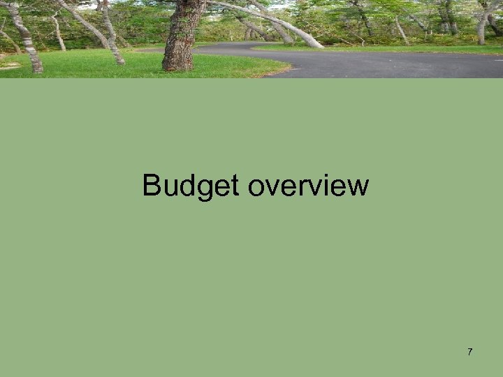 Budget overview 7 