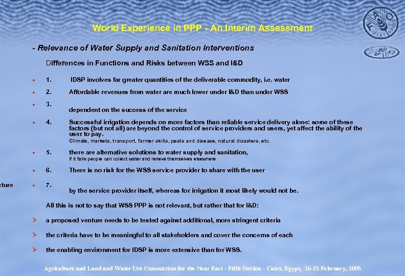 cture World Experience in PPP - An Interim Assessment - Relevance of Water Supply