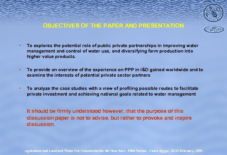 OBJECTIVES OF THE PAPER AND PRESENTATION • To explores the potential role of public