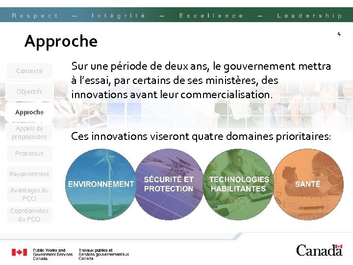 Approche Contexte Objectifs Sur une période de deux ans, le gouvernement mettra à l’essai,