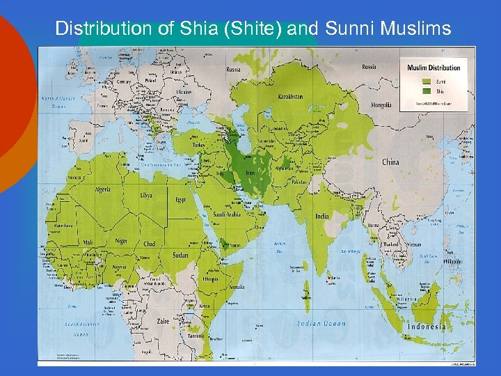 Distribution of Shia (Shite) and Sunni Muslims 