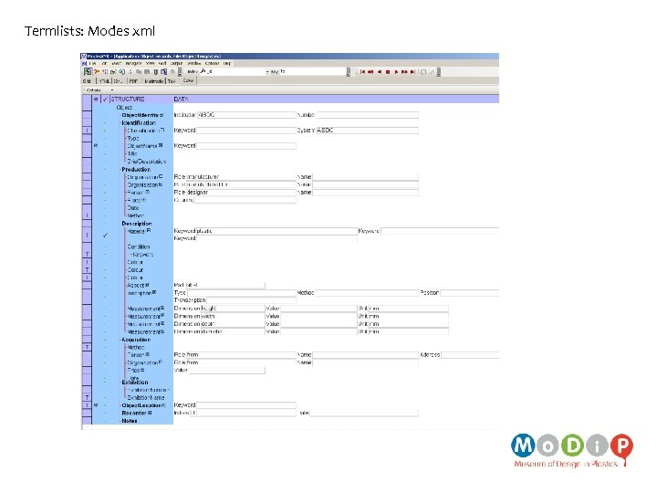 Termlists: Modes xml 