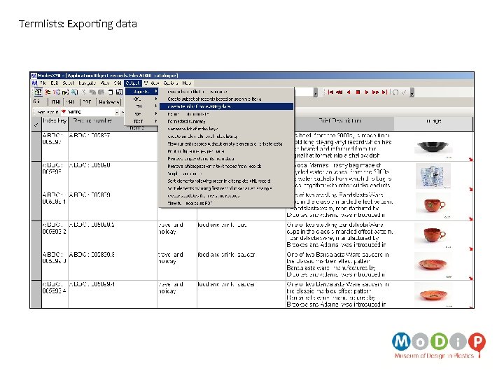 Termlists: Exporting data 