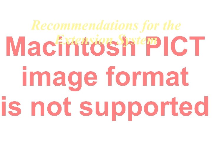 Recommendations for the Extension System 