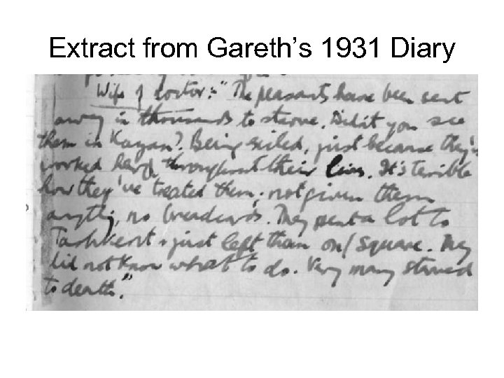 Extract from Gareth’s 1931 Diary 