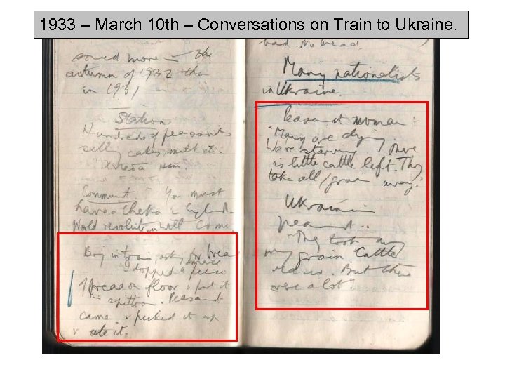 1933 – March 10 th – Conversations on Train to Ukraine. 