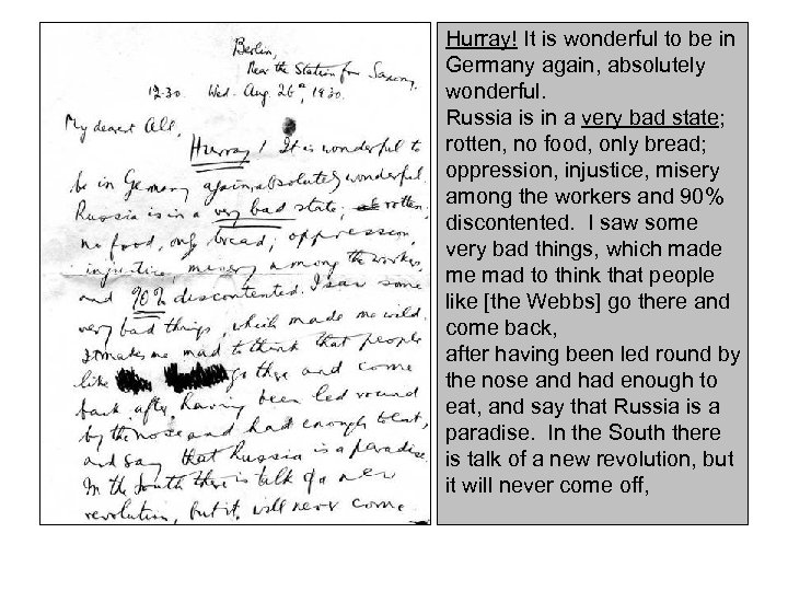 Hurray! It is wonderful to be in Germany again, absolutely wonderful. Russia is in