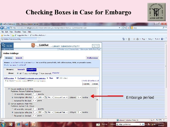 Checking Boxes in Case for Embargo period 
