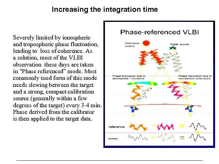 Increasing the integration time Severely limited by ionospheric and tropospheric phase fluctuation, leading to