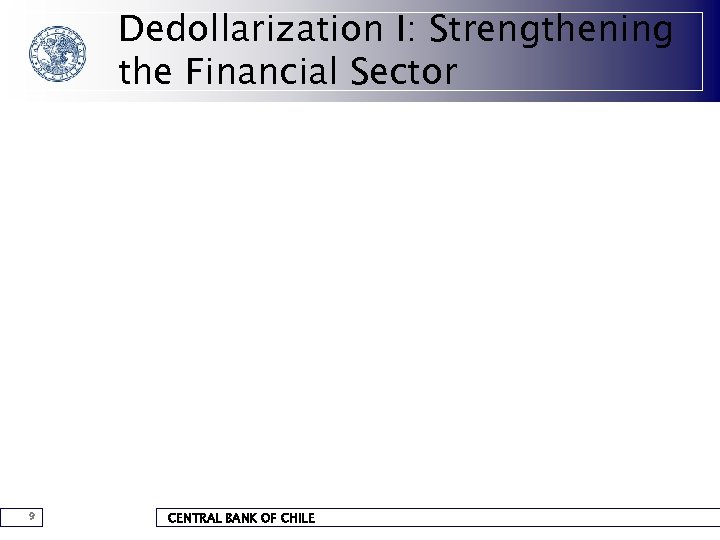 Dedollarization I: Strengthening the Financial Sector 9 CENTRAL BANK OF CHILE 