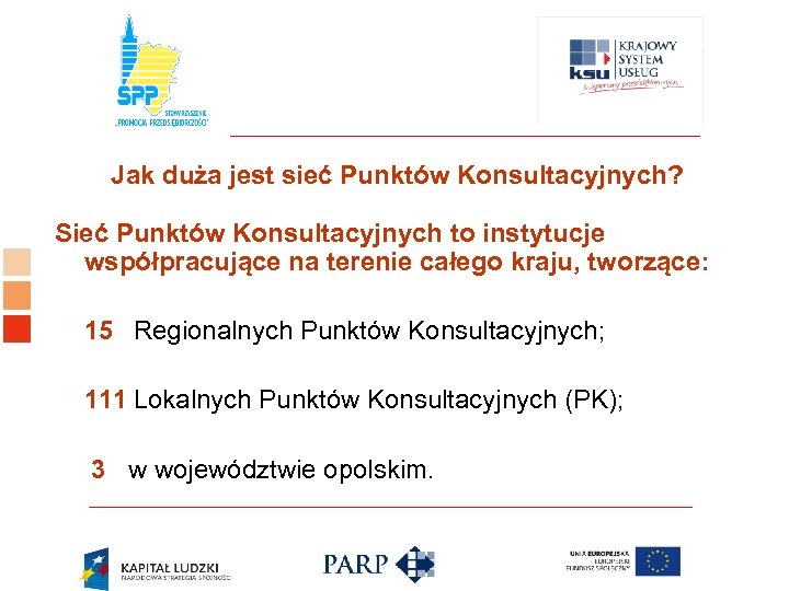 Logo ośrodka KSU Jak duża jest sieć Punktów Konsultacyjnych? Sieć Punktów Konsultacyjnych to instytucje
