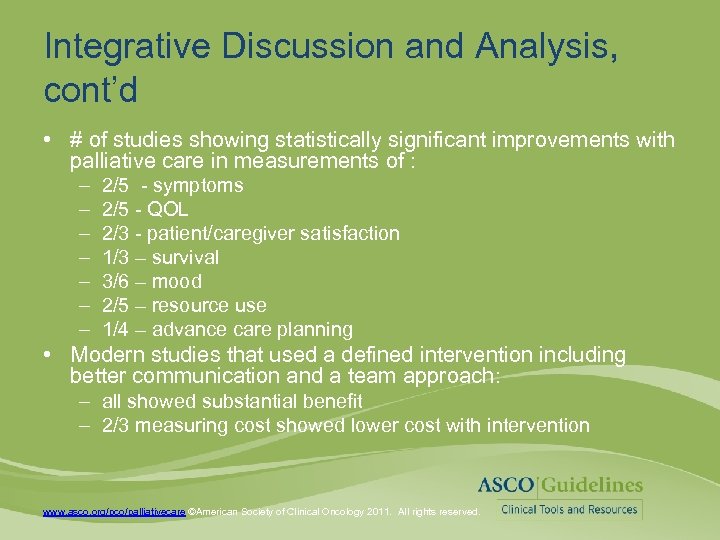 Integrative Discussion and Analysis, cont’d • # of studies showing statistically significant improvements with