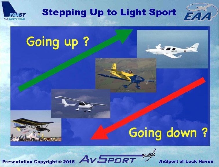 Stepping Up to Light Sport Presentation Copyright © 2015 Av. Sport of Lock Haven