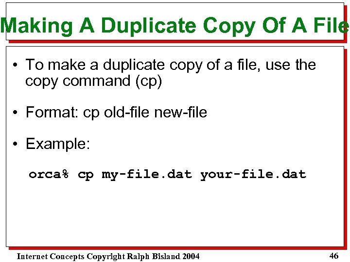 Making A Duplicate Copy Of A File • To make a duplicate copy of