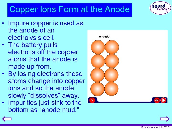 Copper Ions Form at the Anode • Impure copper is used as the anode