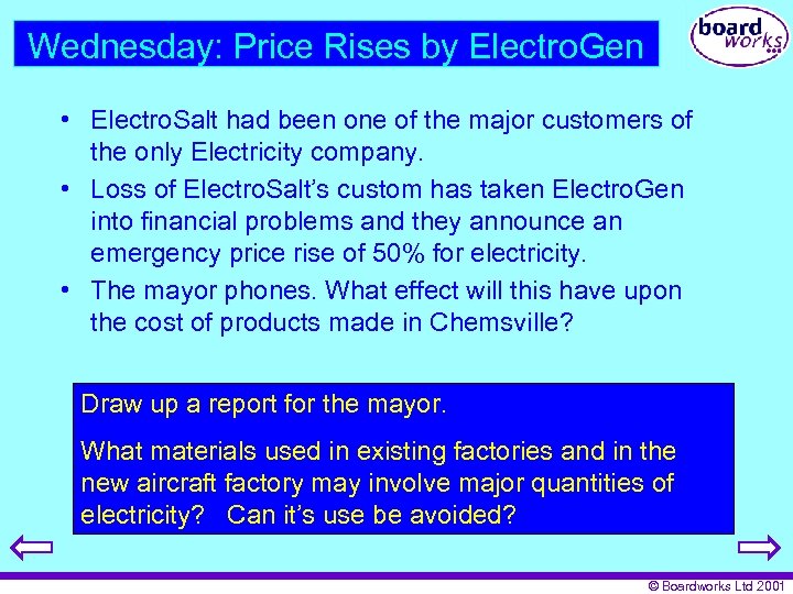 Wednesday: Price Rises by Electro. Gen • Electro. Salt had been one of the