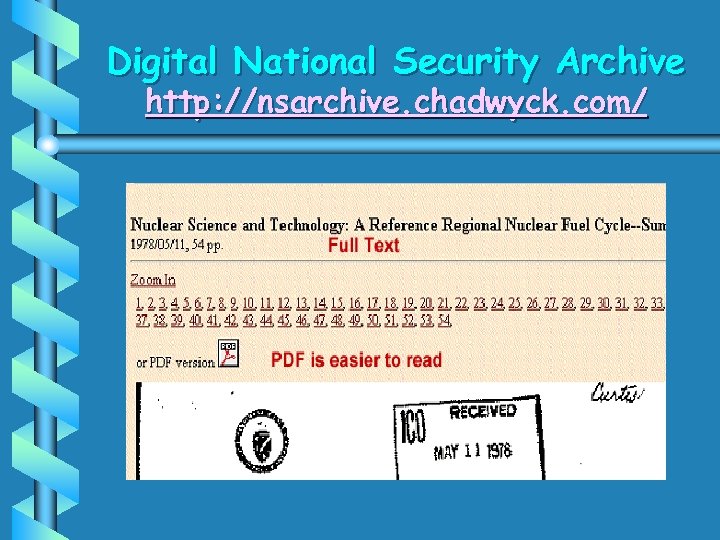 Digital National Security Archive http: //nsarchive. chadwyck. com/ 