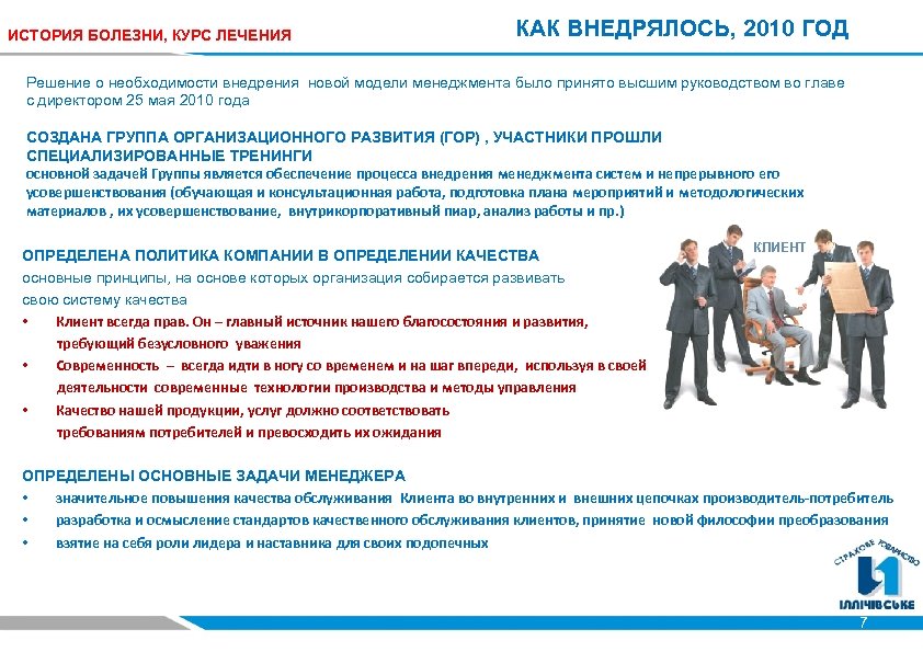 ИСТОРИЯ БОЛЕЗНИ, КУРС ЛЕЧЕНИЯ КАК ВНЕДРЯЛОСЬ, 2010 ГОД Решение о необходимости внедрения новой модели
