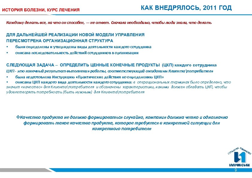 ИСТОРИЯ БОЛЕЗНИ, КУРС ЛЕЧЕНИЯ КАК ВНЕДРЯЛОСЬ, 2011 ГОД Каждому делать все, на что он