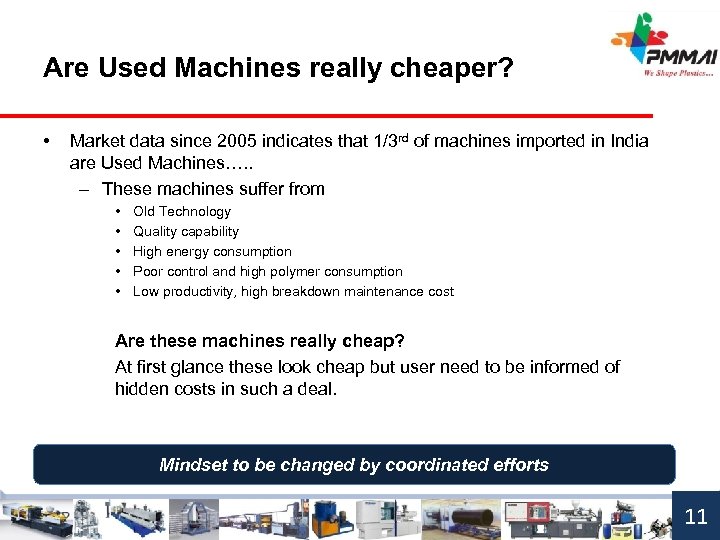 Are Used Machines really cheaper? • Market data since 2005 indicates that 1/3 rd
